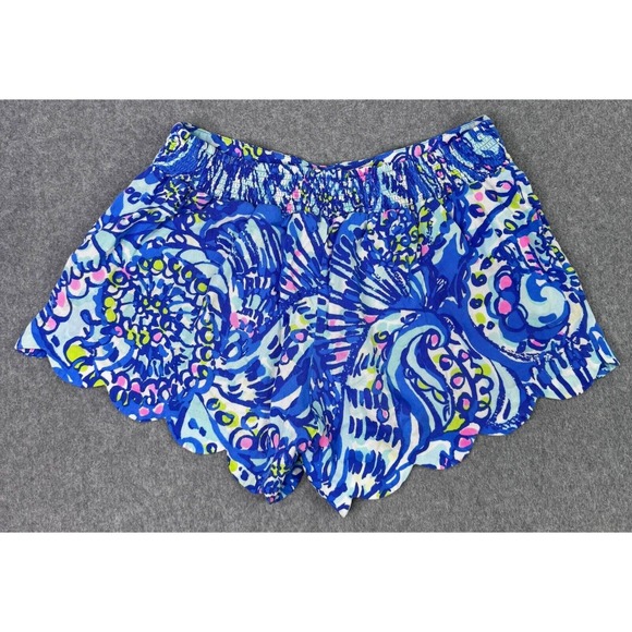 Lilly Pulitzer Size XS Scalloped Dahlia Shorts Cerviche Brillant Blue Coastal - Picture 2 of 6
